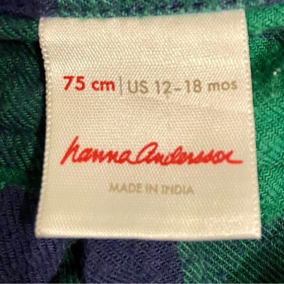 Baby’s First Flannel: Hanna Andersson 75cm 12-18mo Green Plaid Flannel Shirt - Picture 4 of 7